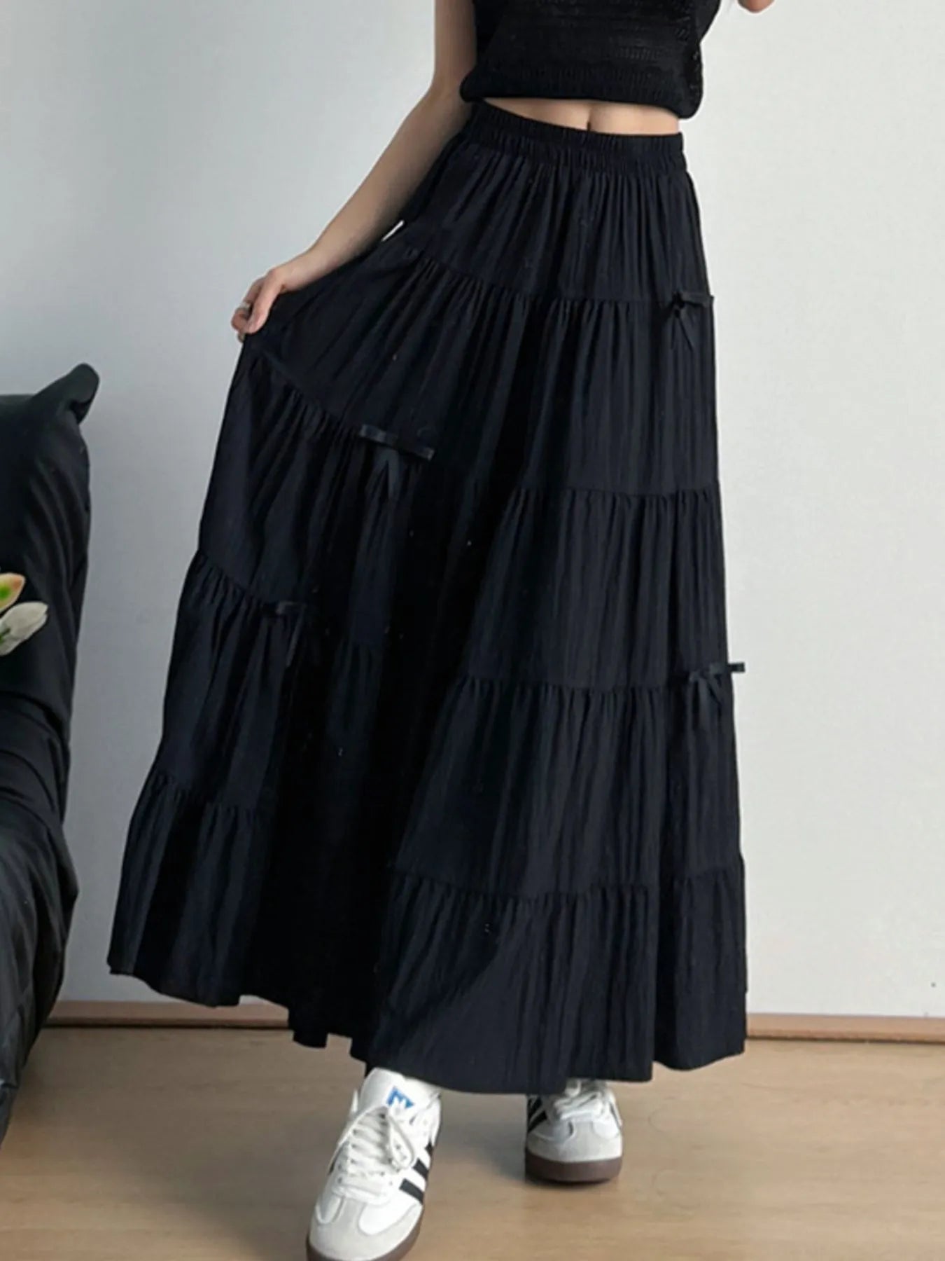 Flowy Ruffled High Waist Long Skirt