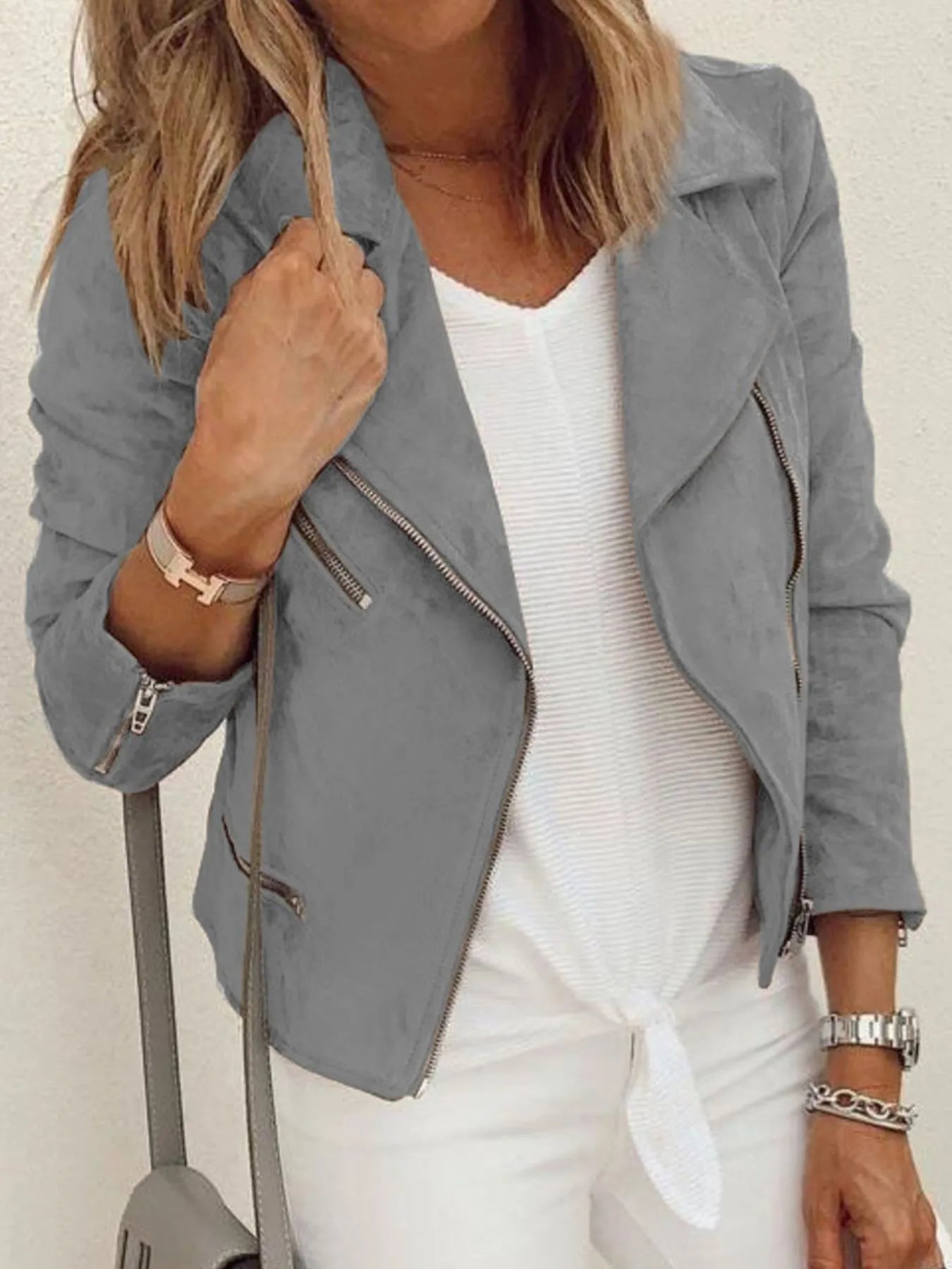 Comfortable Full Zip Long Sleeve Coat