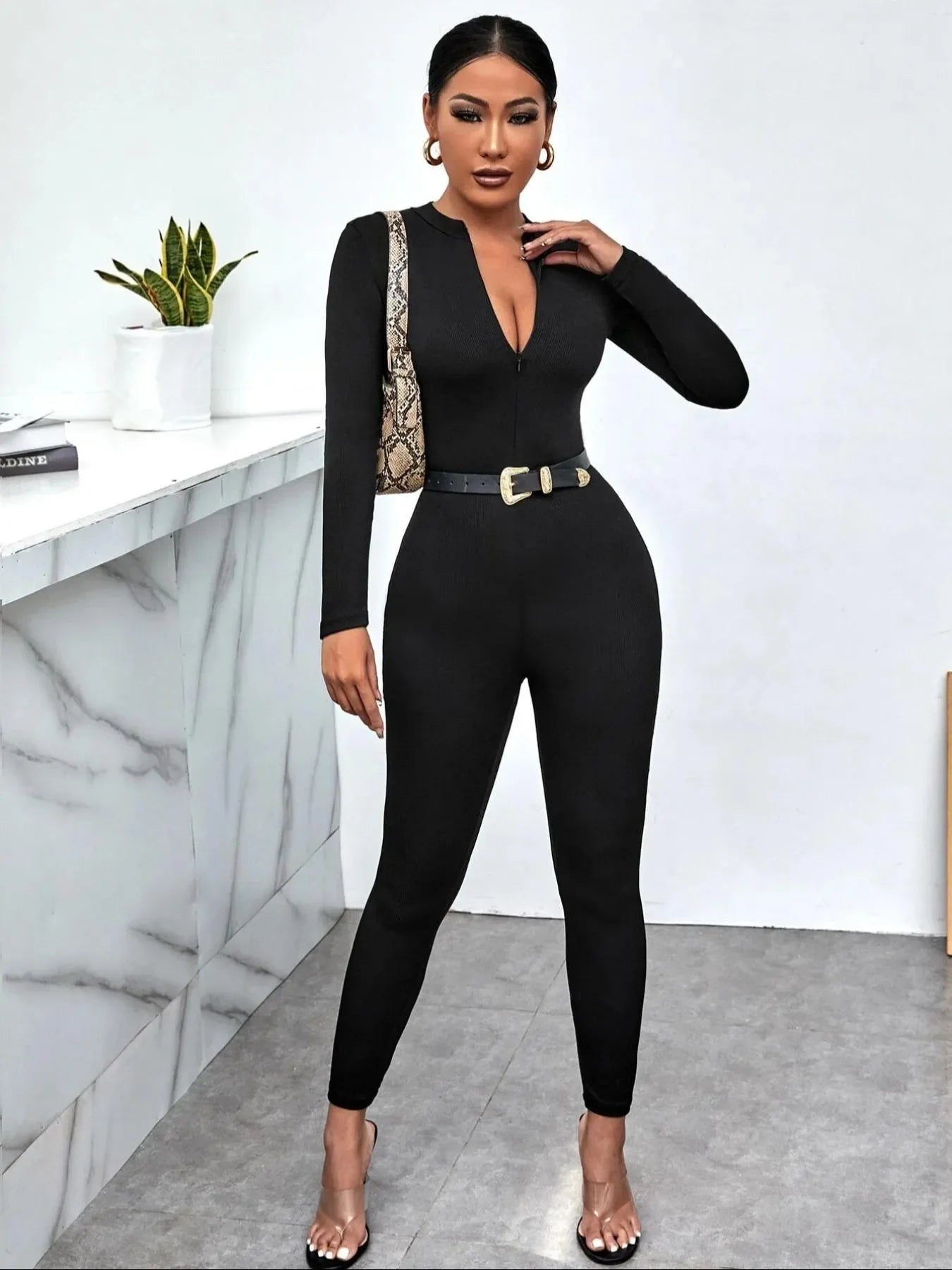 Tight Fitting Full Length Jumpsuit - EasyApparels
