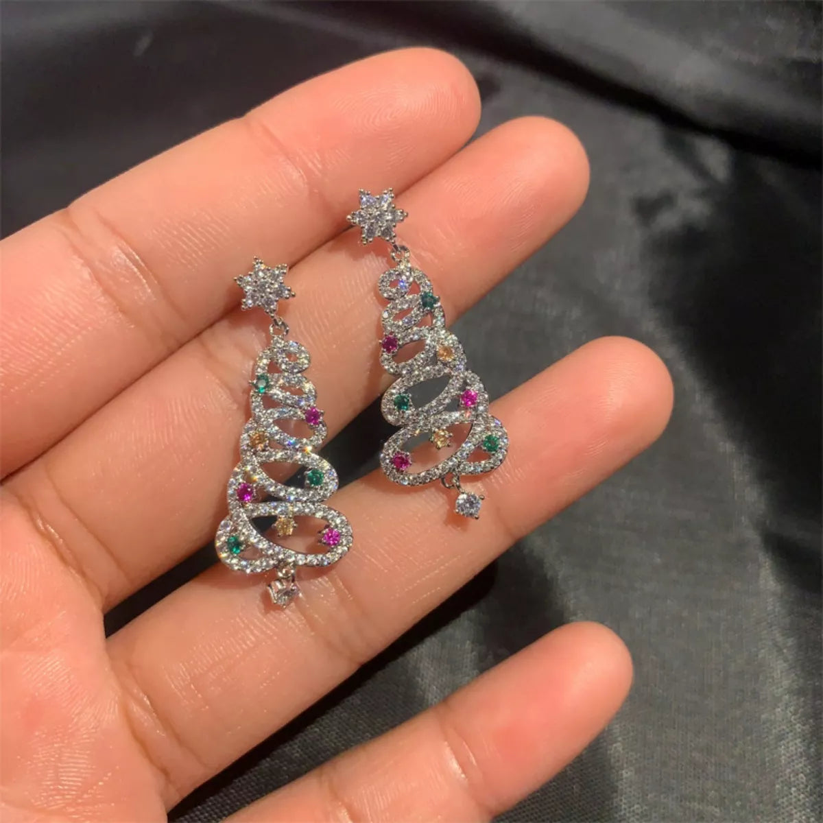 Holiday Xmas Tree Drop Earrings