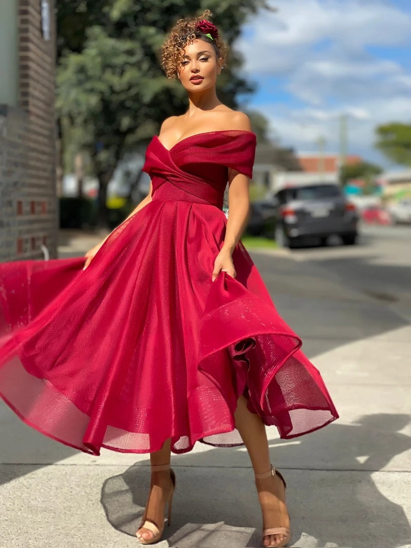 Ladies' Cold Shoulder Midi Dress for Party Wear - EasyApparels