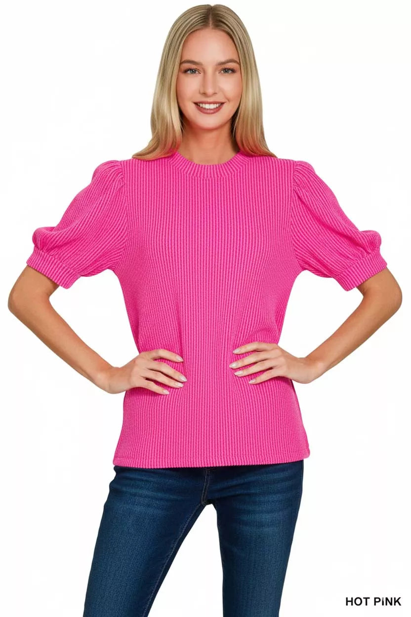 Elegant Textured Bell Sleeve Blouse - EasyApparels