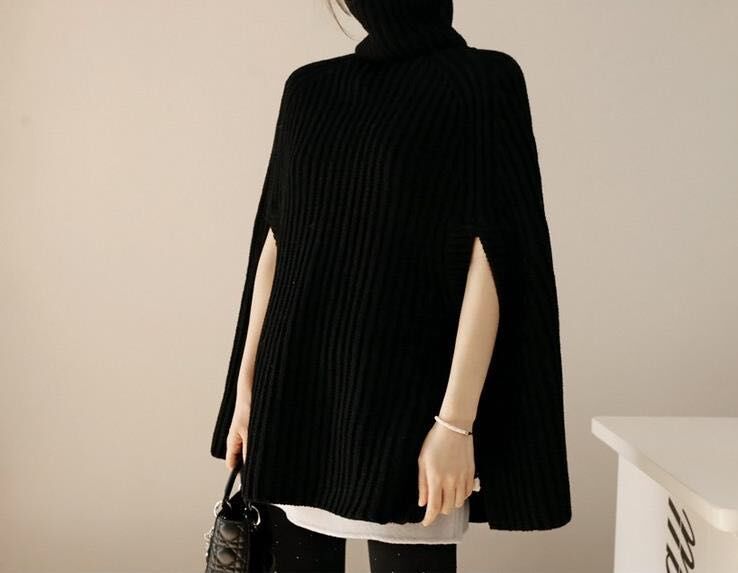 Cozy Oversized Knit Winter Cape Sweater
