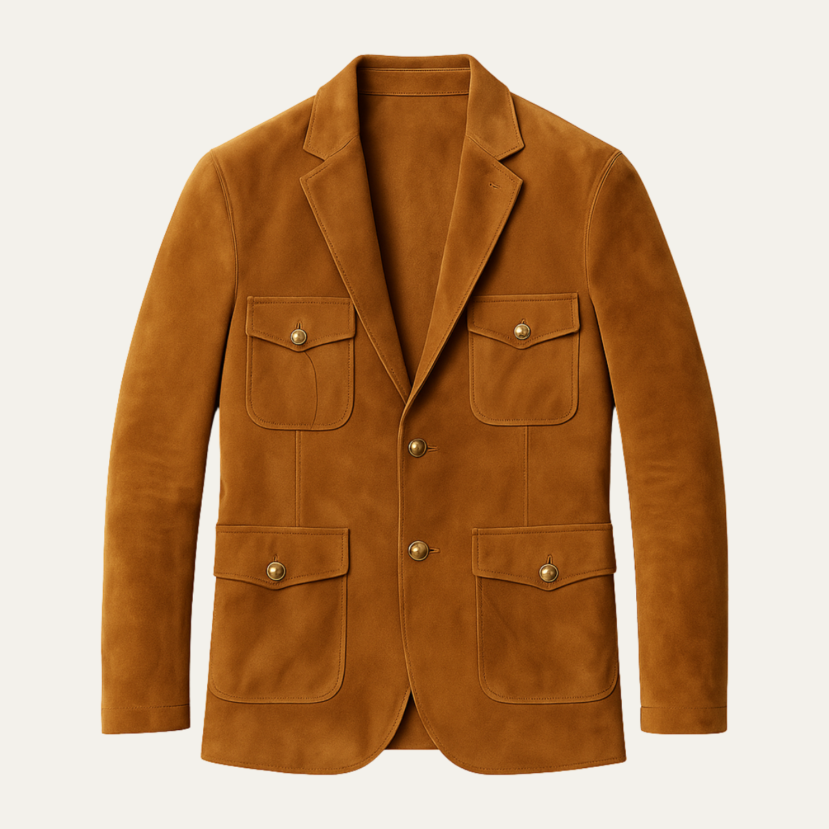 Classic Men's Suede Leather Jacket with Pockets - Vossary