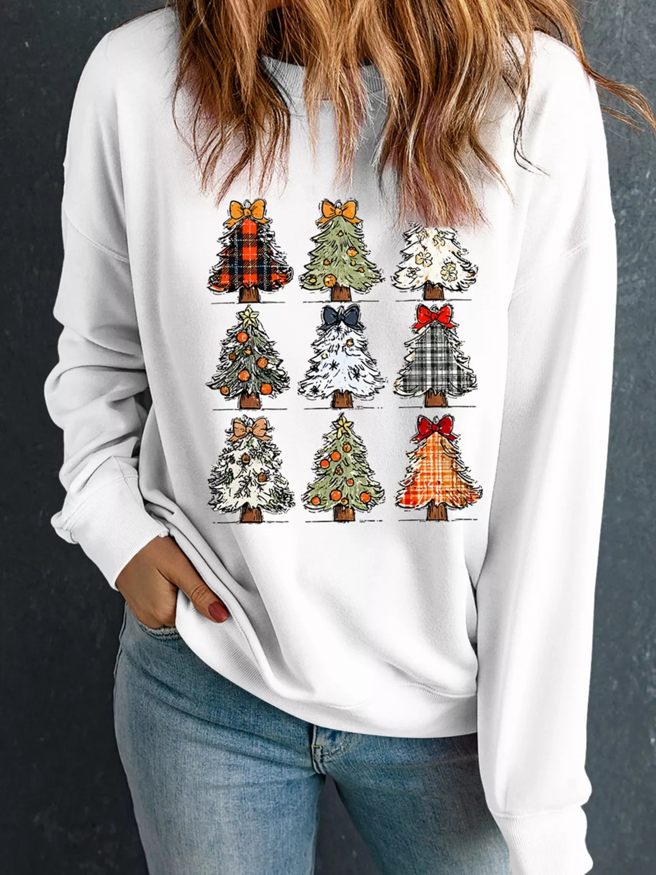 Festive Holiday Tree Crew Neck Sweater - EasyApparels