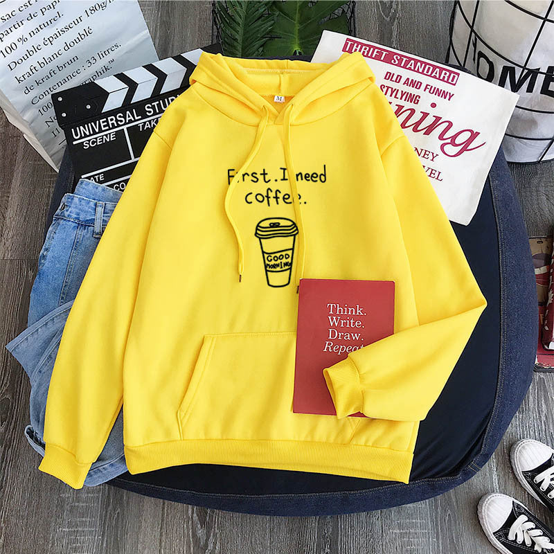 Soft Women's Fleece Hoodie with Coffee Design