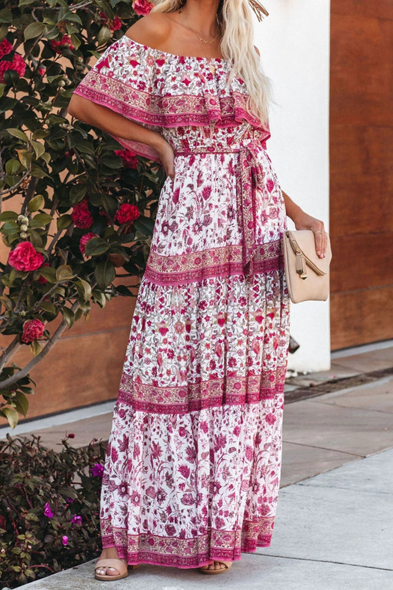 Long Sleeve Floral Maxi Dress with Ruffles