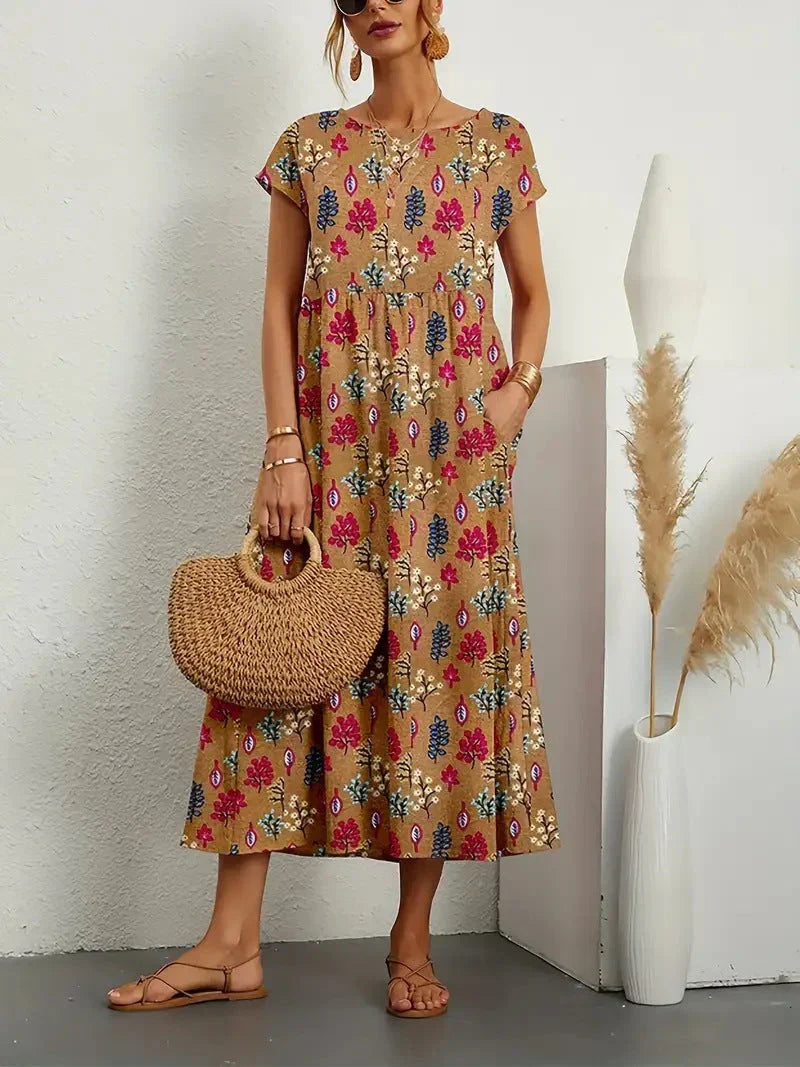 Chic Floral Knee Length Dress