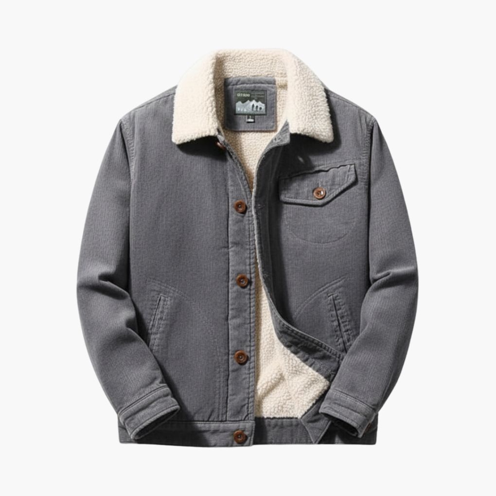 Warm Fleece Lined Mens Corduroy Button Jacket