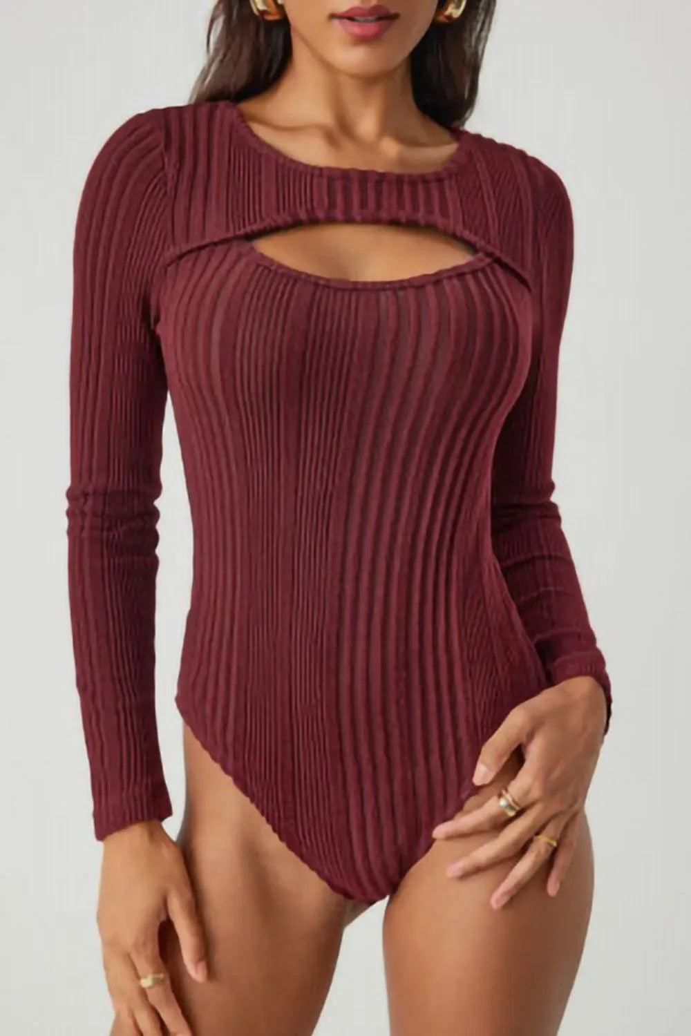 Textured Scoop Neck Women's Bodysuit