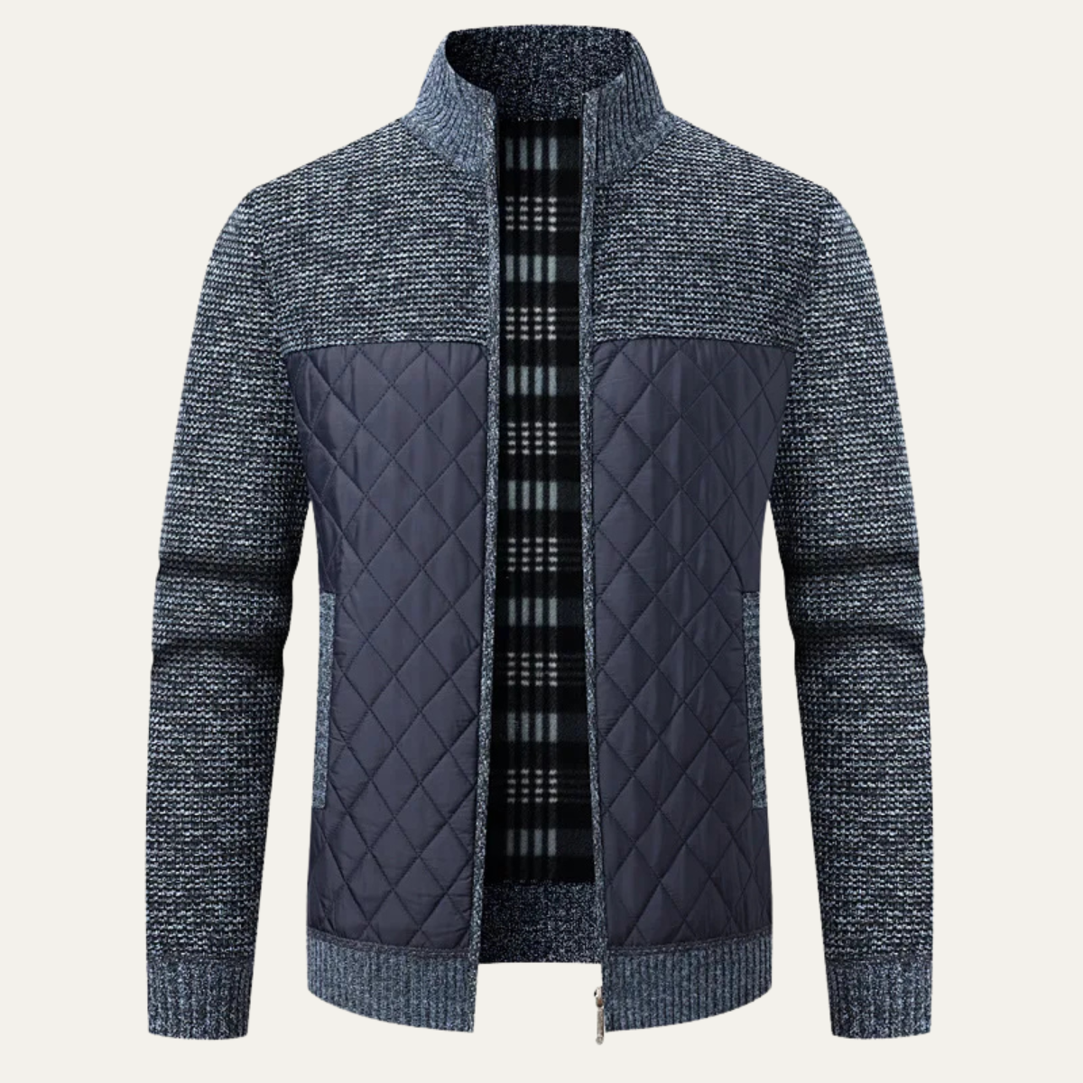 Warm Men's Black Puffer Quilted Jacket