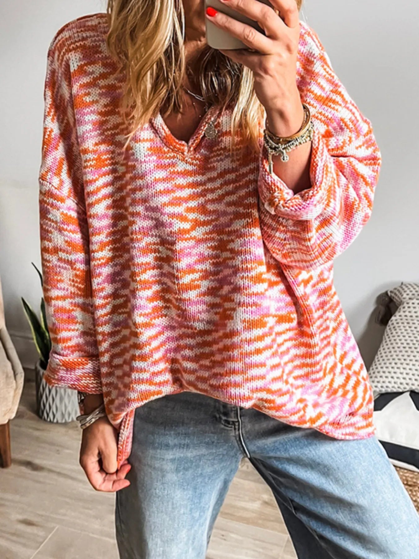 Colorful Crew Neck Wool Sweater - EasyApparels