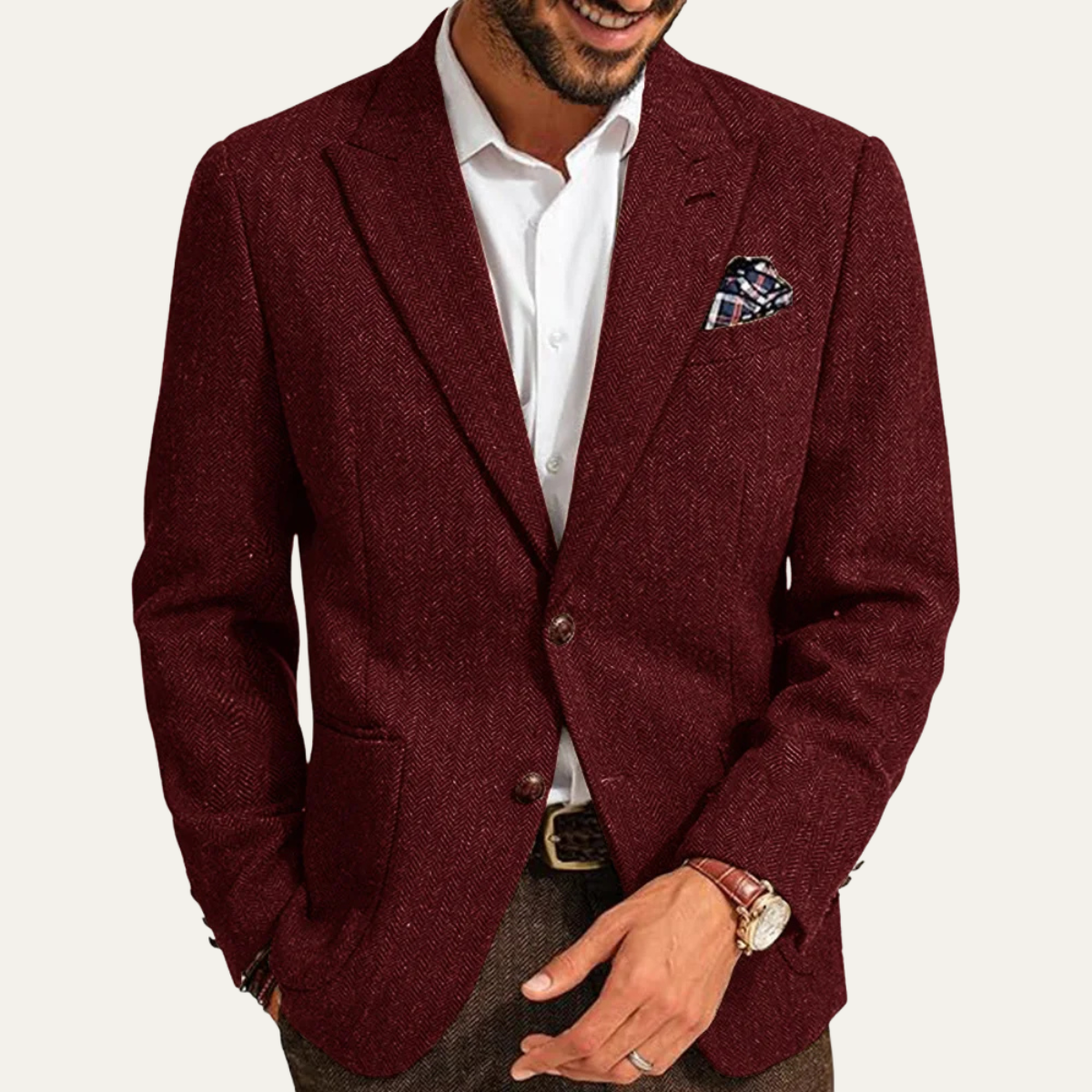 Classic Men's Wool Tweed Blazer Jacket