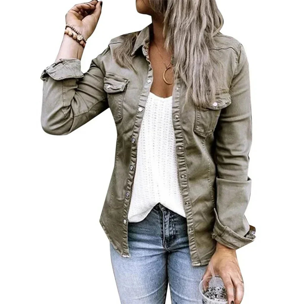 Casual Fit Cotton Women's Button Jacket