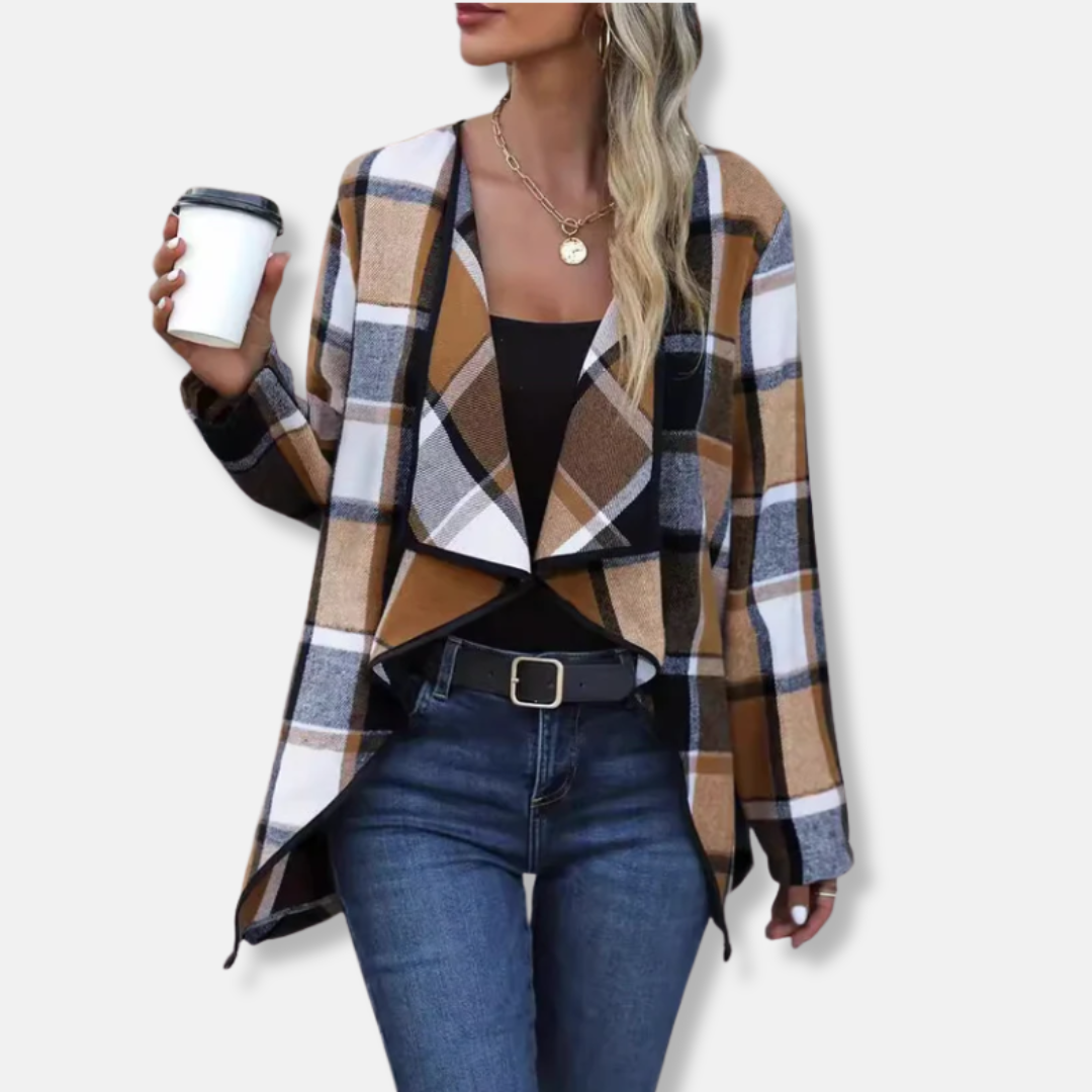 Casual Open Cardigan | Loose Fit Plaid Sweater