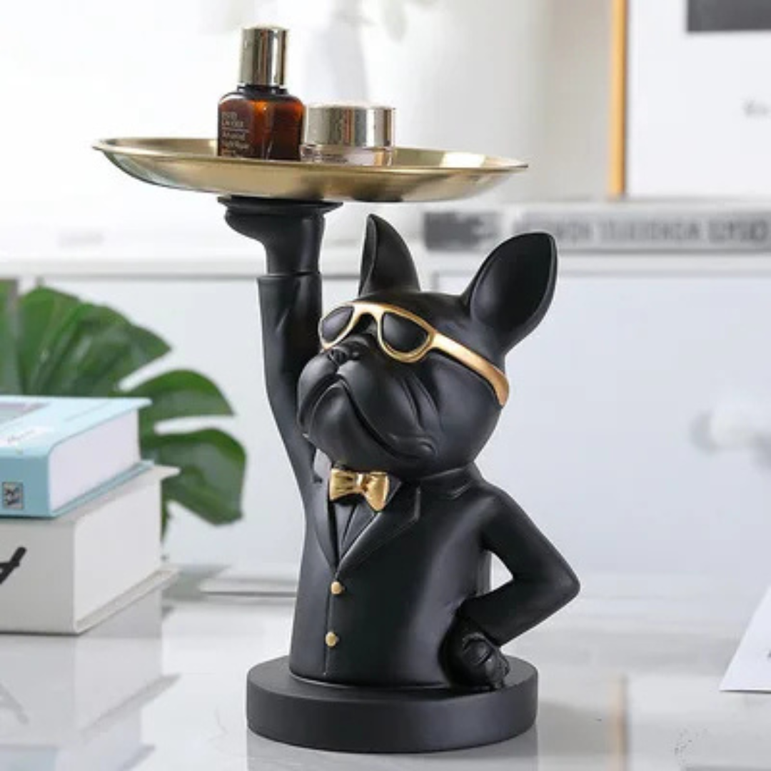 Modern Dog Figurine Dish with Luxury Tie