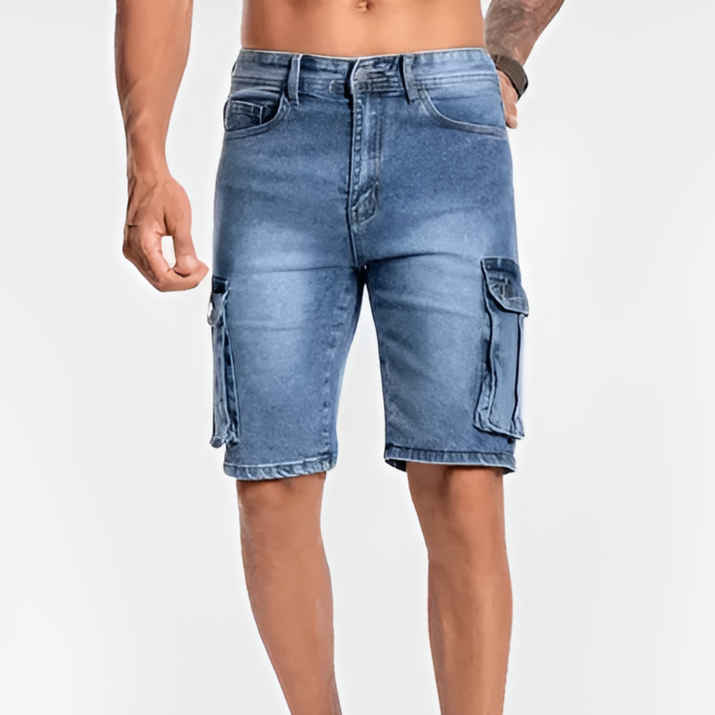 Relaxed Fit Blue Cargo Shorts - Vossary