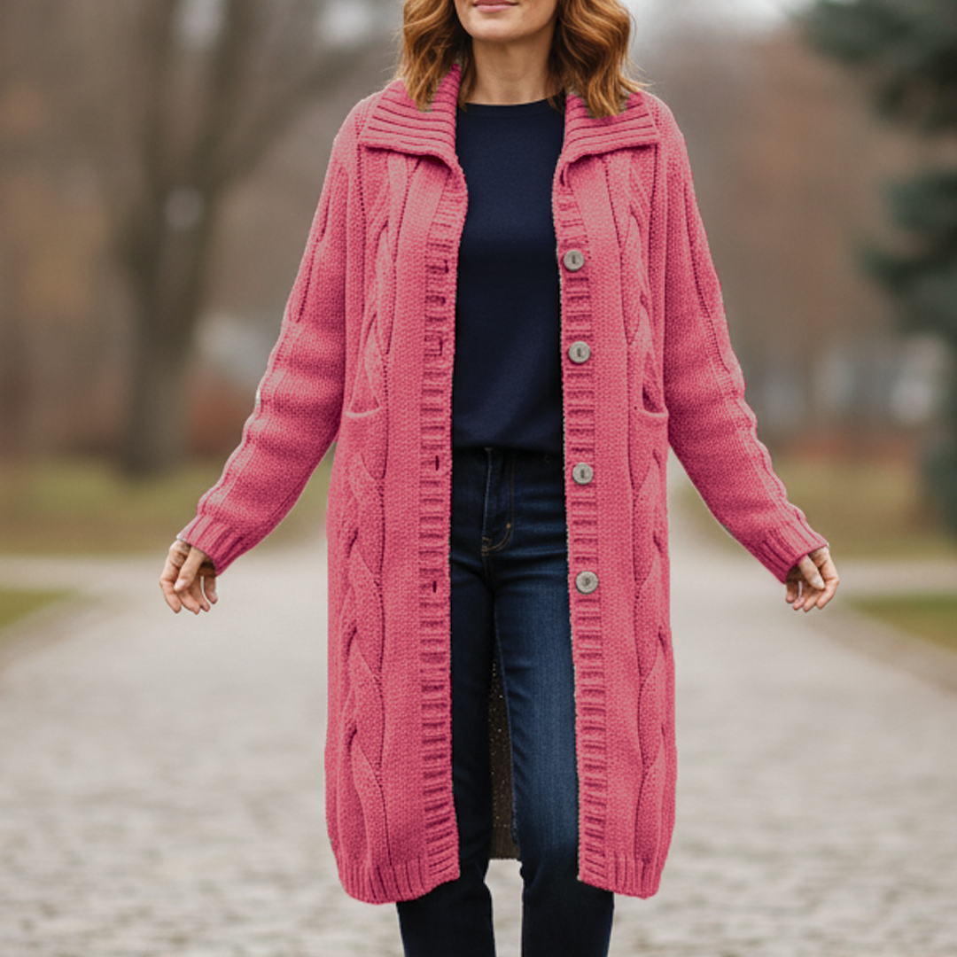 Warm Cable Knit Winter Coat