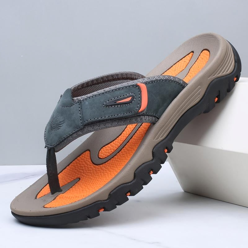 Comfortable Brown Leather Flip Flops