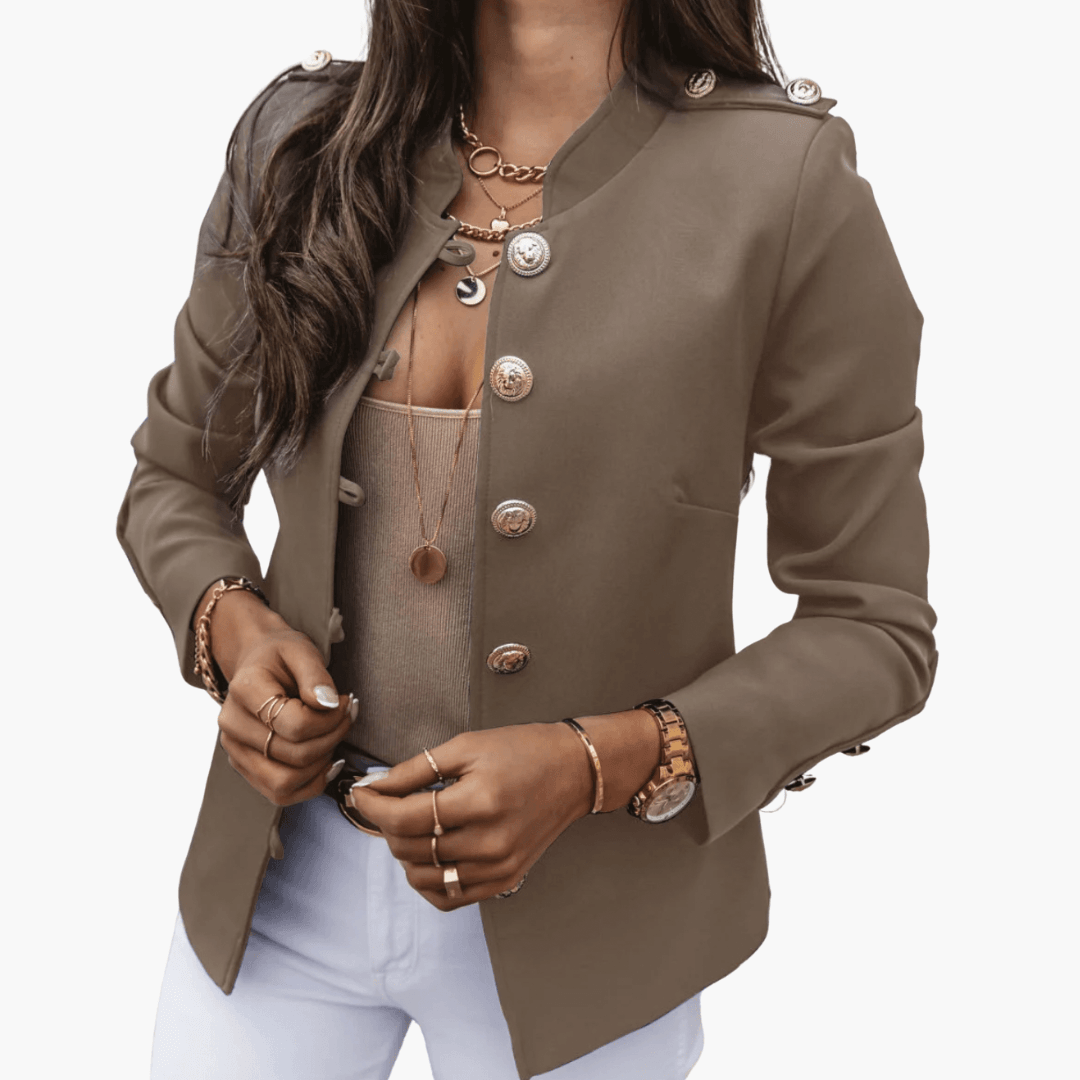 Women's Warm Fall Coat with Buttons and Pockets