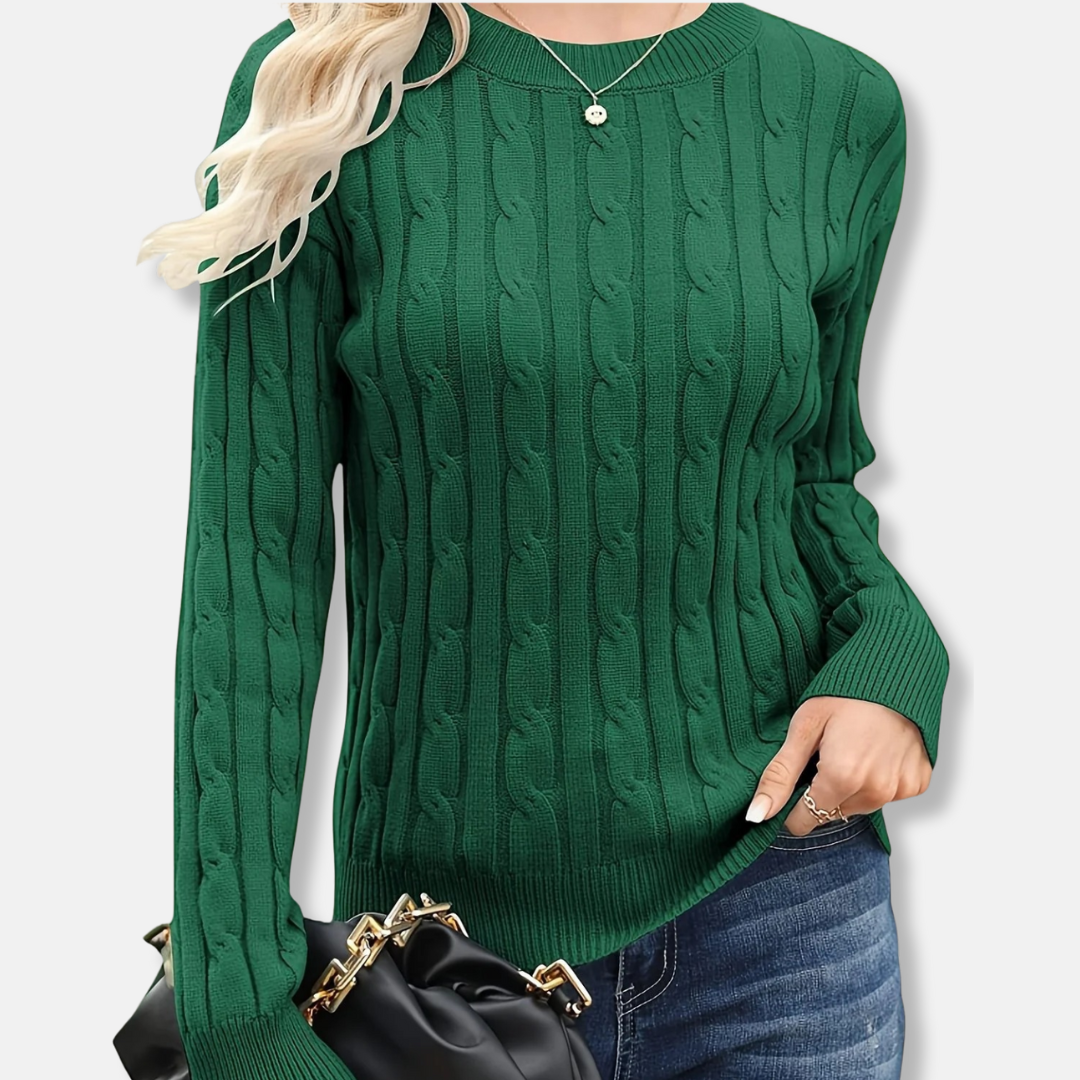 Soft Women's Crew Neck Cable Knit Sweater