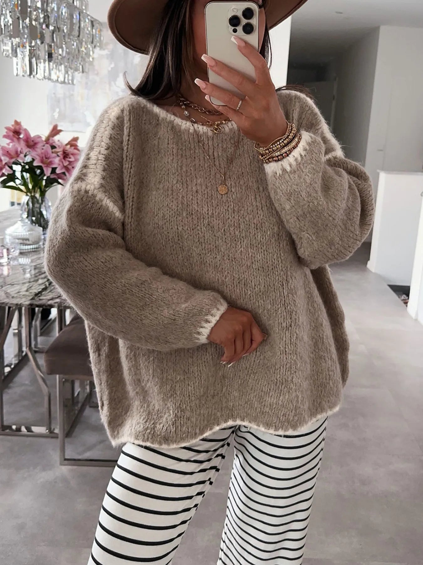 Colorblock Large Crew Sweater