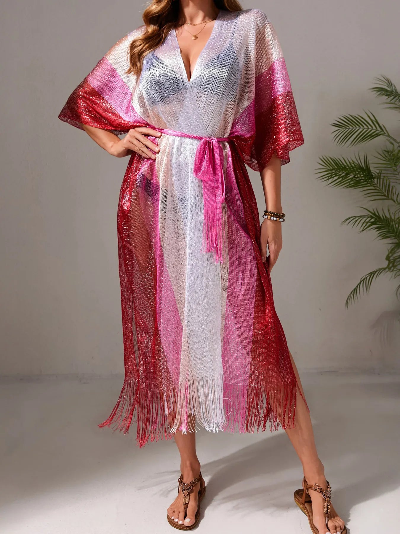 Colorful Tassel Beach Kimono Wrap - EasyApparels
