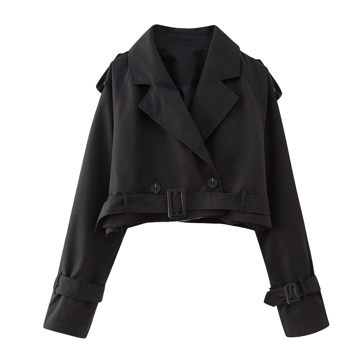 Classic Women's Short Double Breasted Raincoat