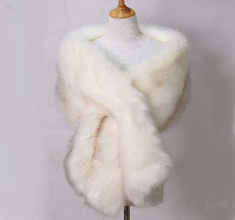 Soft Faux Fur Shawl with Full Shoulder Wrap