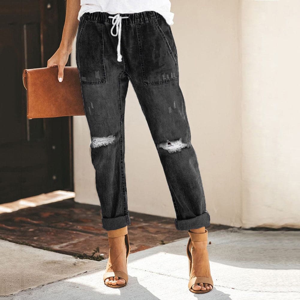 Comfortable Women's Ripped Jogger Jeans