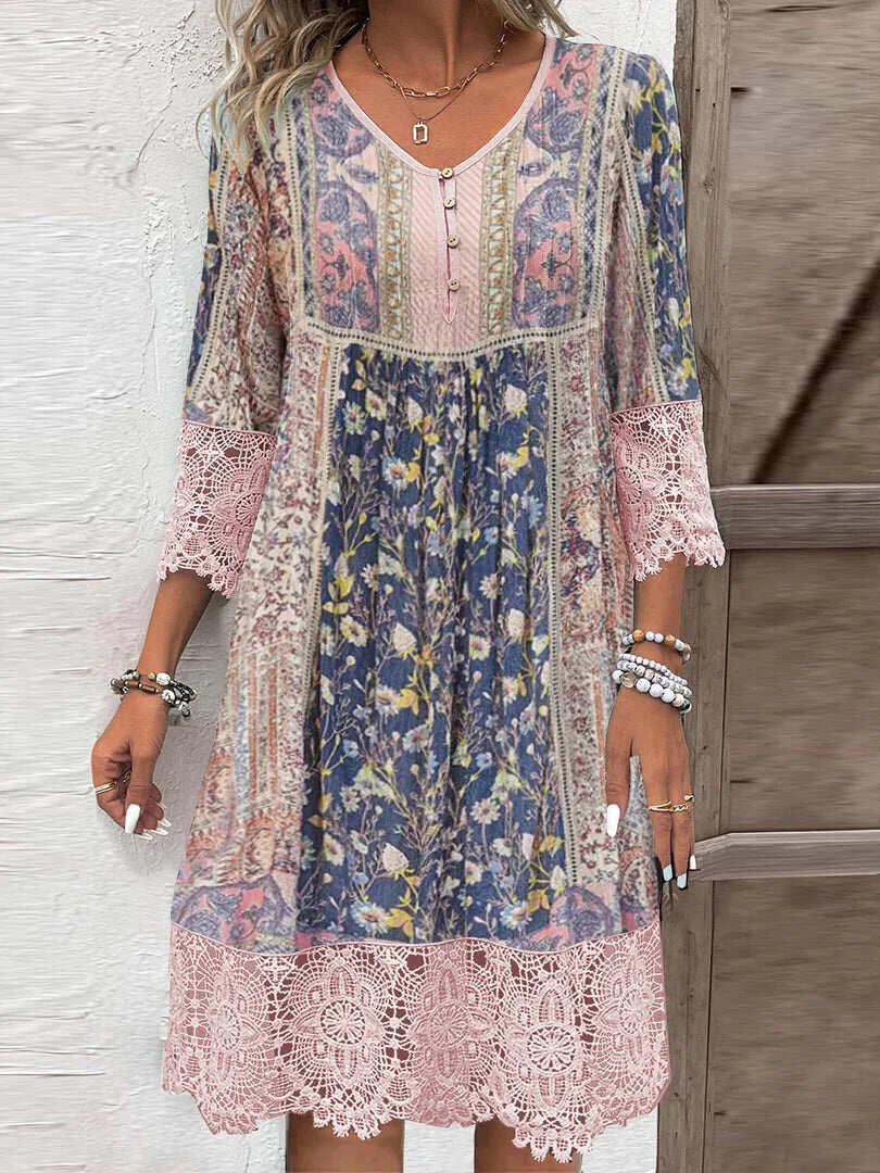 Chic Floral Lace Dress - EasyApparels