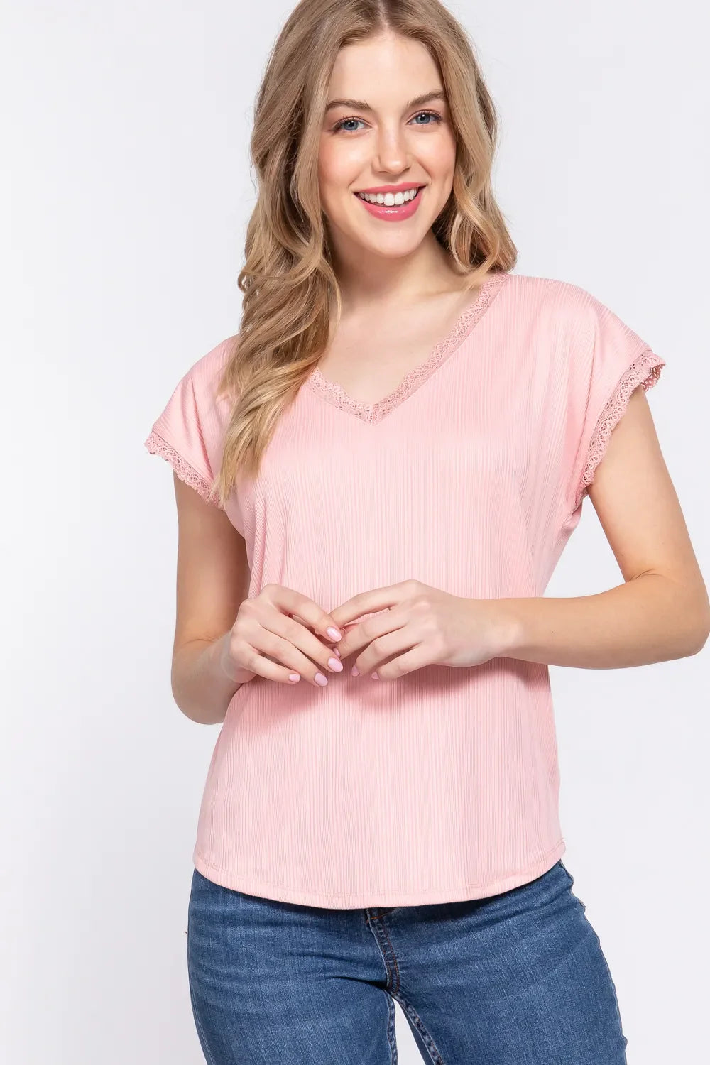 Comfortable Simple V-Neck Short Sleeve Cotton Top - EasyApparels
