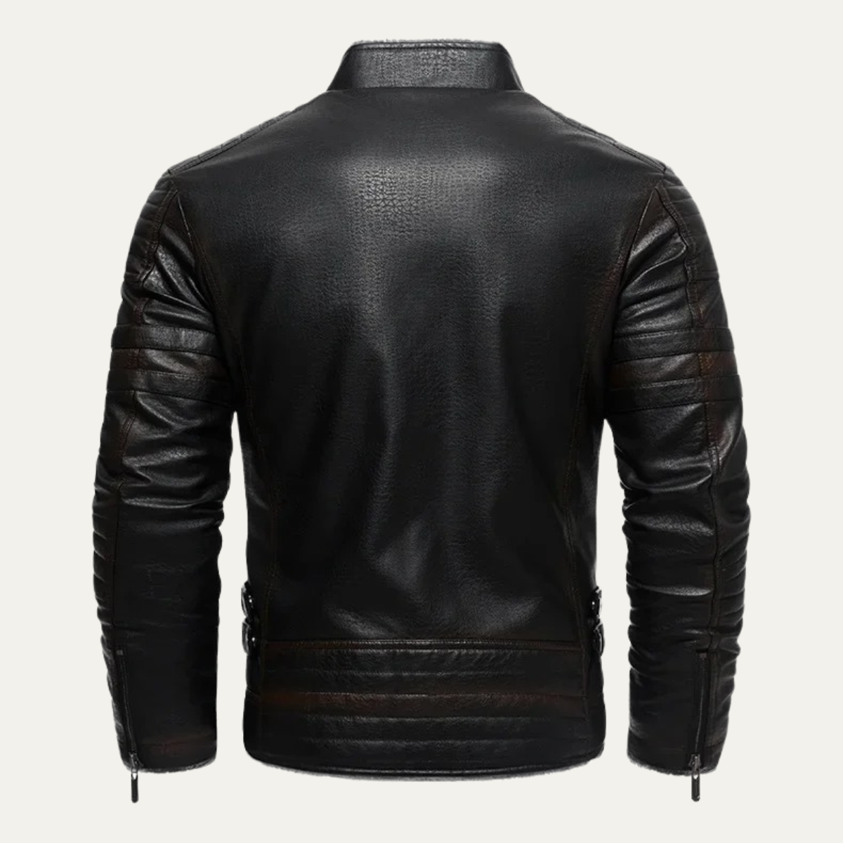 Classic Brown Leather Shearling Coat for Men