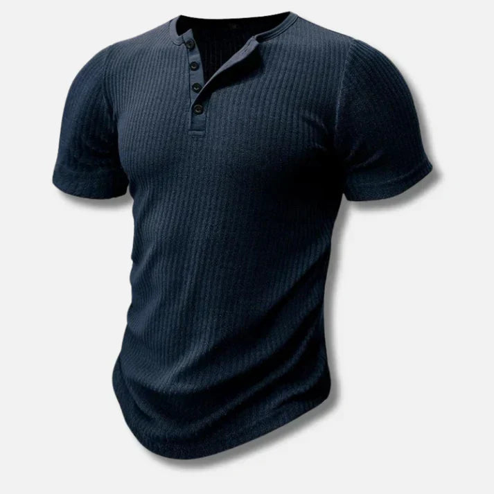 Fitted Mens Henley Tee with Buttons