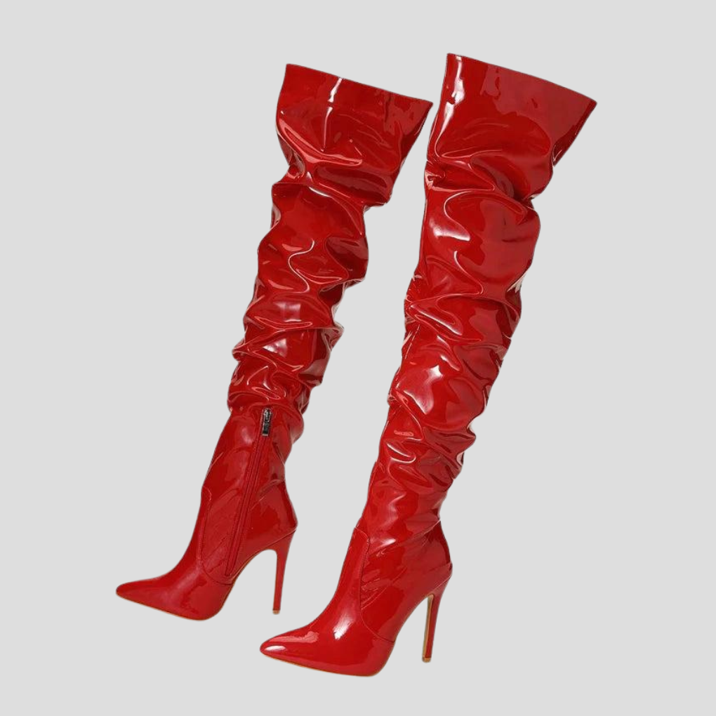 Ladies High 8cm Block Heel Boots
