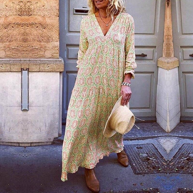 Chic V-Neck Summer Dress with Bold Floral Print