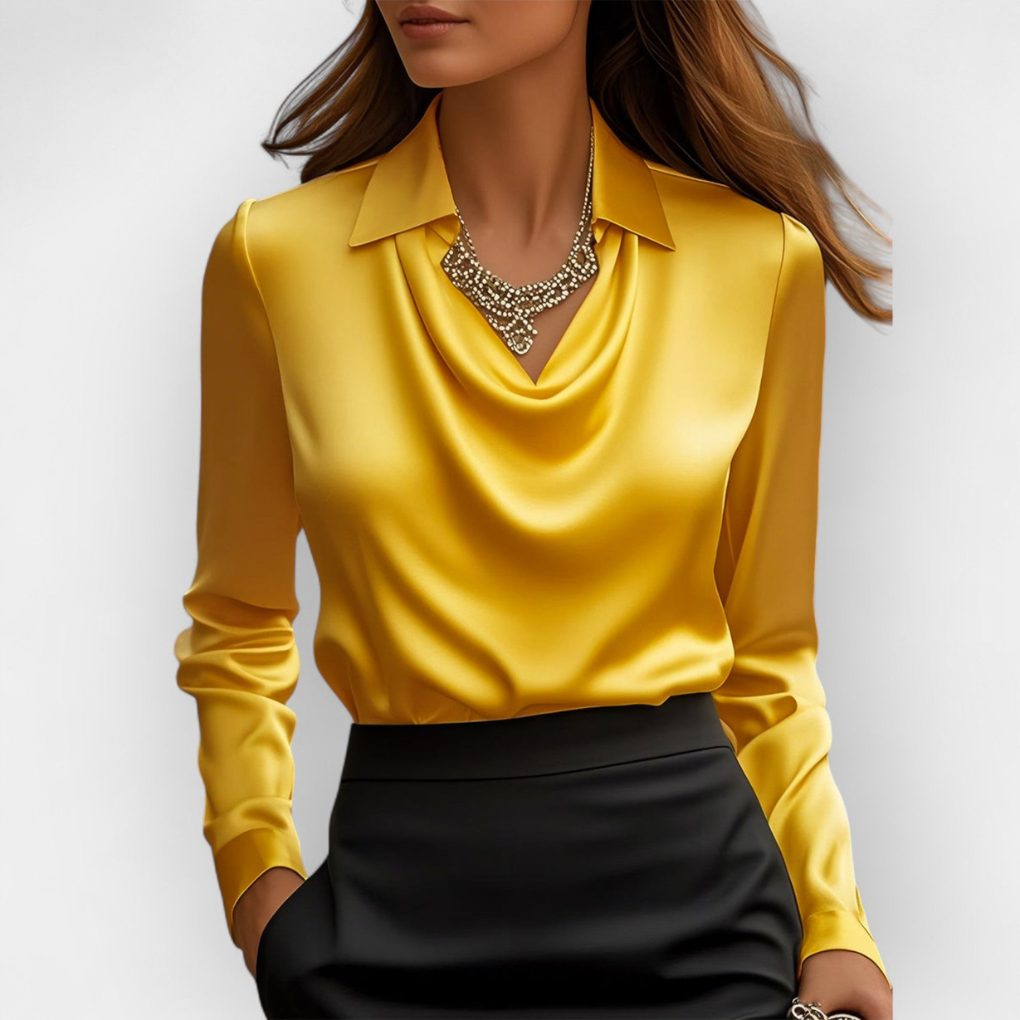 Luxurious Silk Blouse with Ruffled Neckline