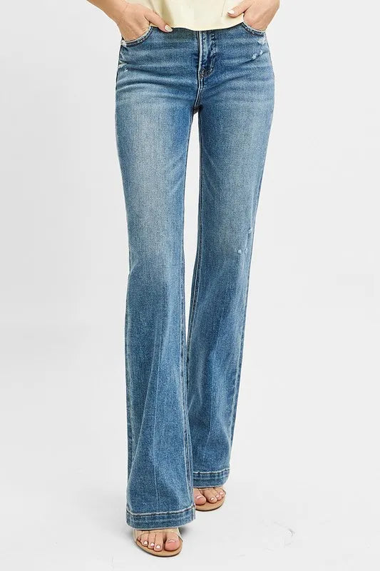 Faded Vintage Bootcut Plus Size Women's Jeans - EasyApparels