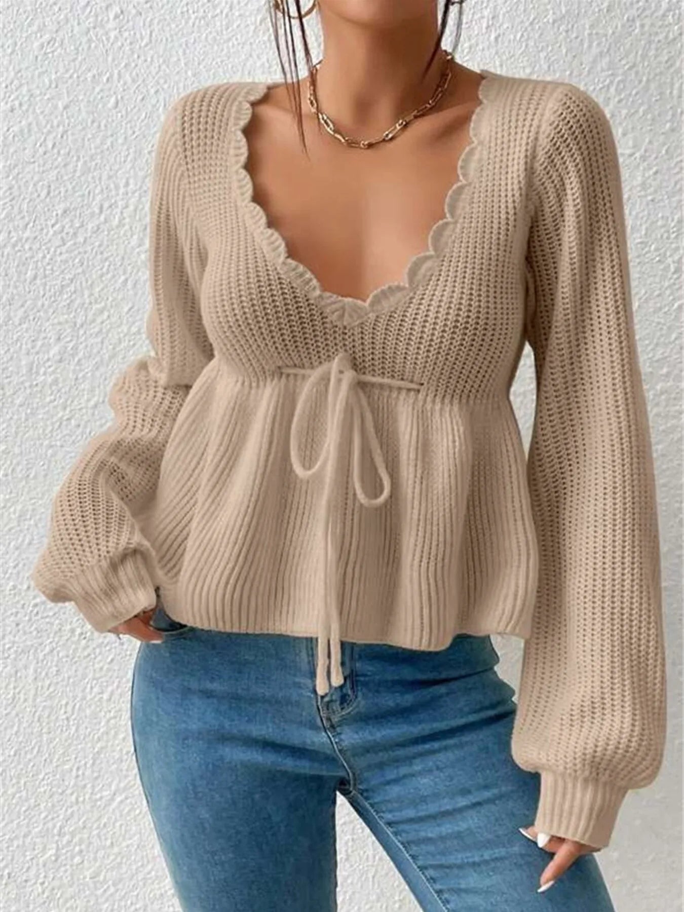 Relaxed Fit Crew Neck Sweater Top