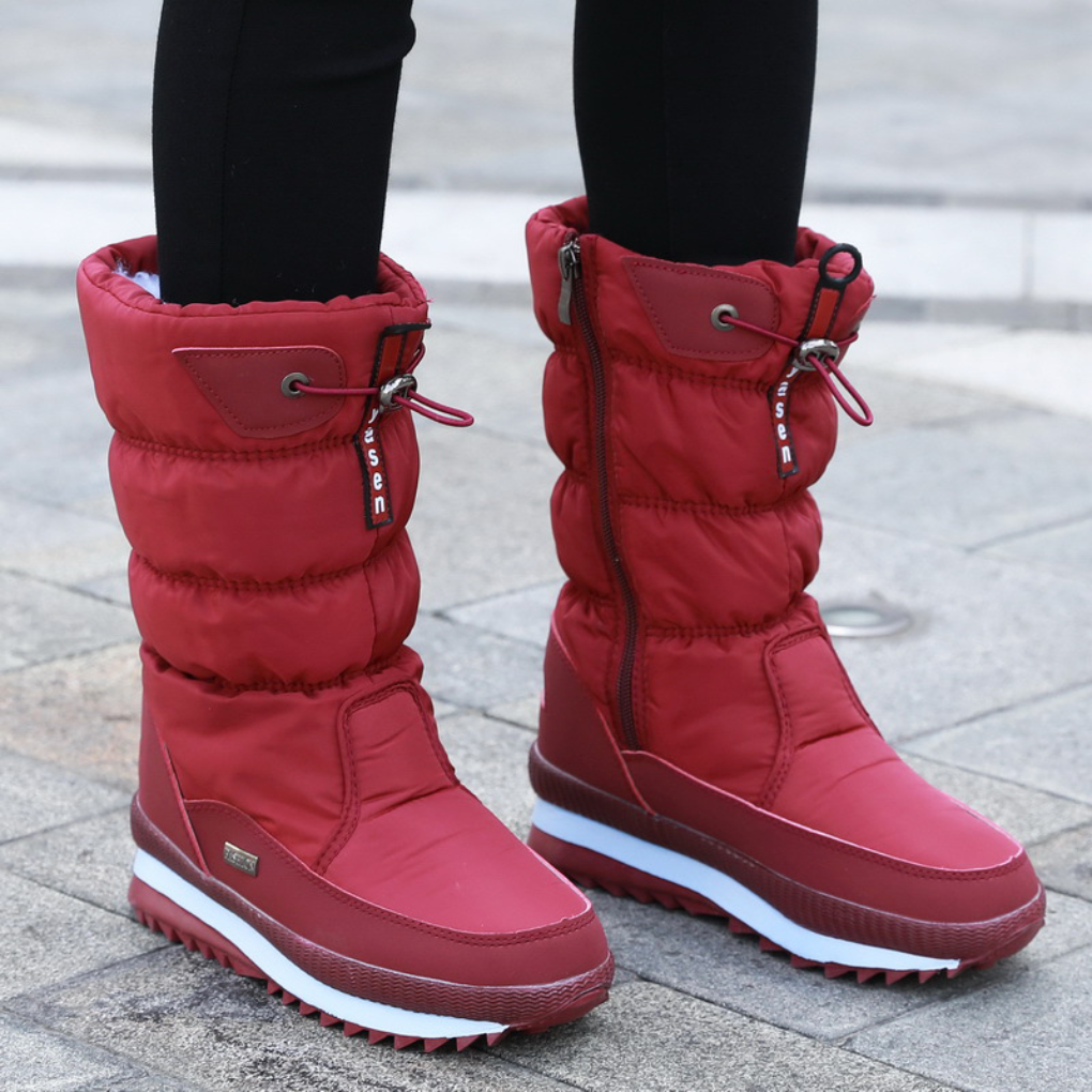 Warm Women's Snow Waterproof Zip Boots