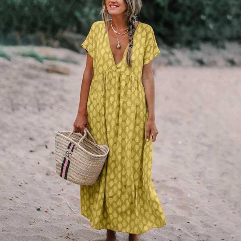 Chic V-Neck Floral Maxi Dress