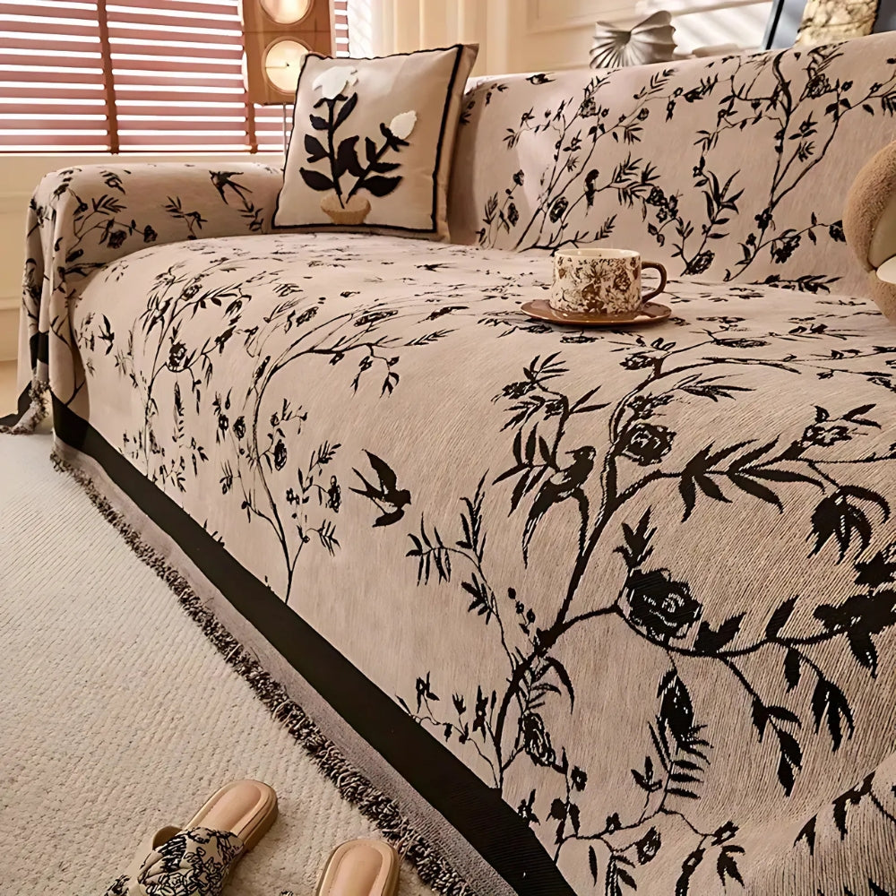 Beautiful Floral Border Throw Blanket