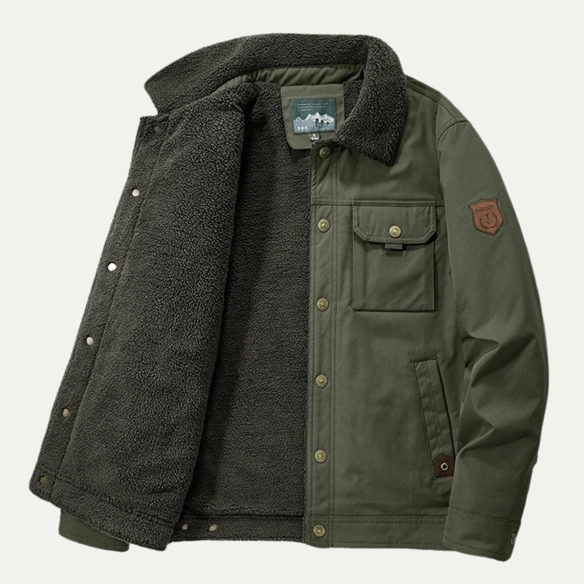 Warm Waterproof Men's Fleece Jacket with Pockets