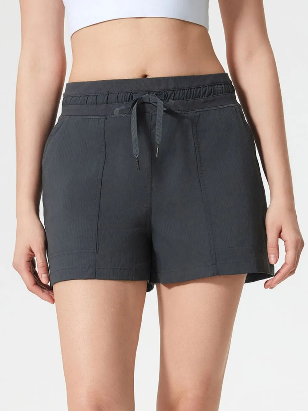 Athletic Drawstring Running Shorts with Pockets