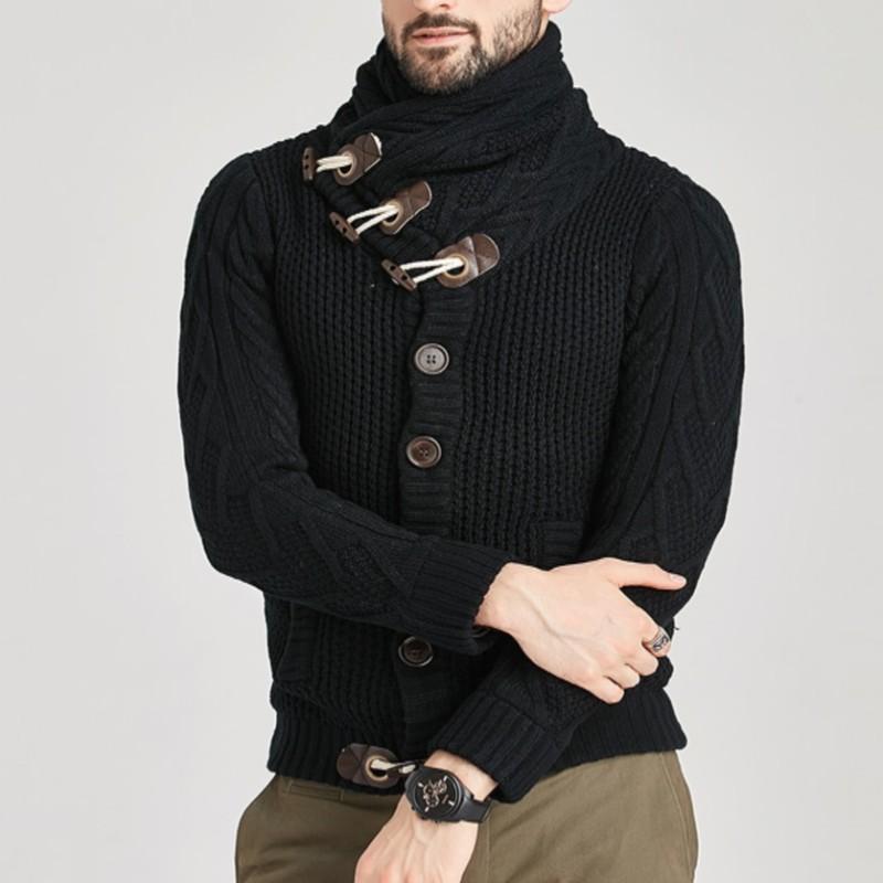 Men's Crew Neck Cable Sweater with Pockets