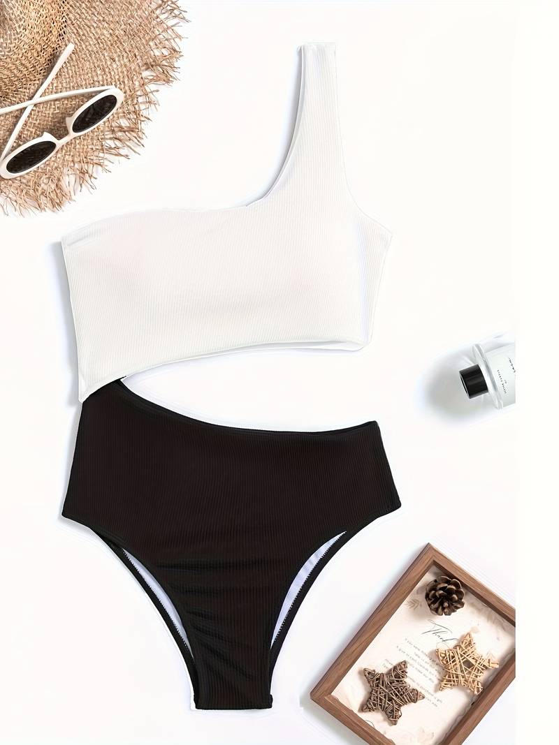 Women's Slim Fit Ribbed Swimsuit High Waist