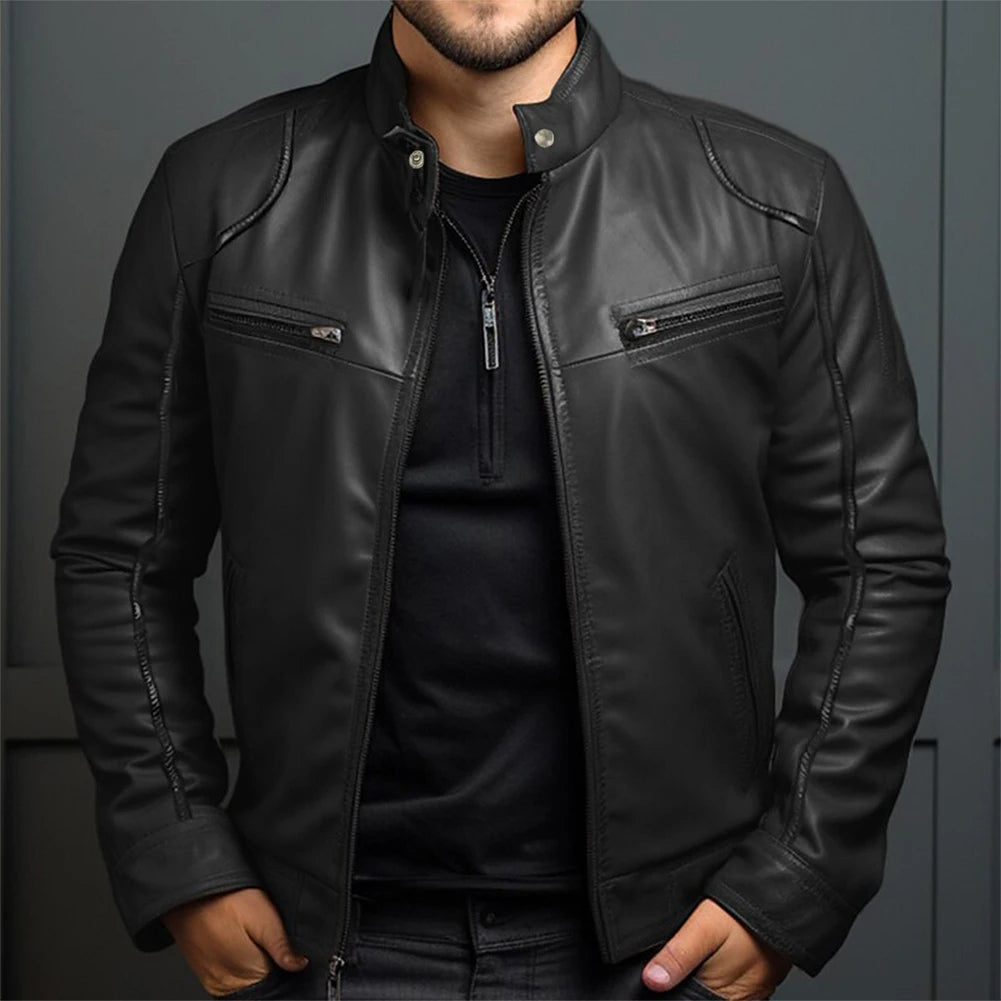 Classic Biker Leather Jacket for Men