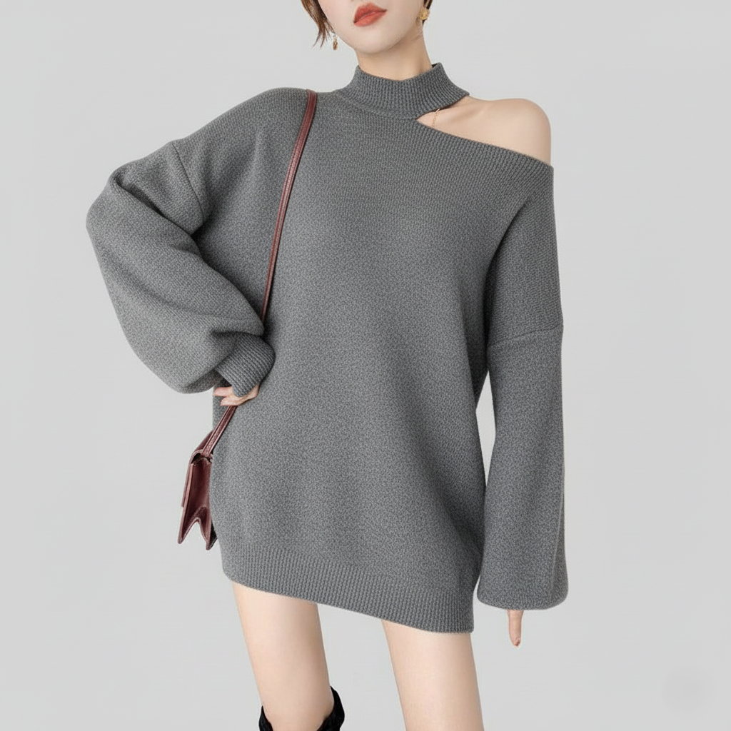 Casual Off Shoulder Women's Pullover Sweater - EasyApparels