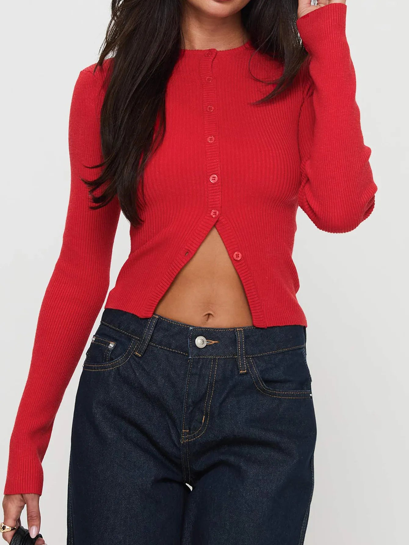 Textured Button Front Sweater