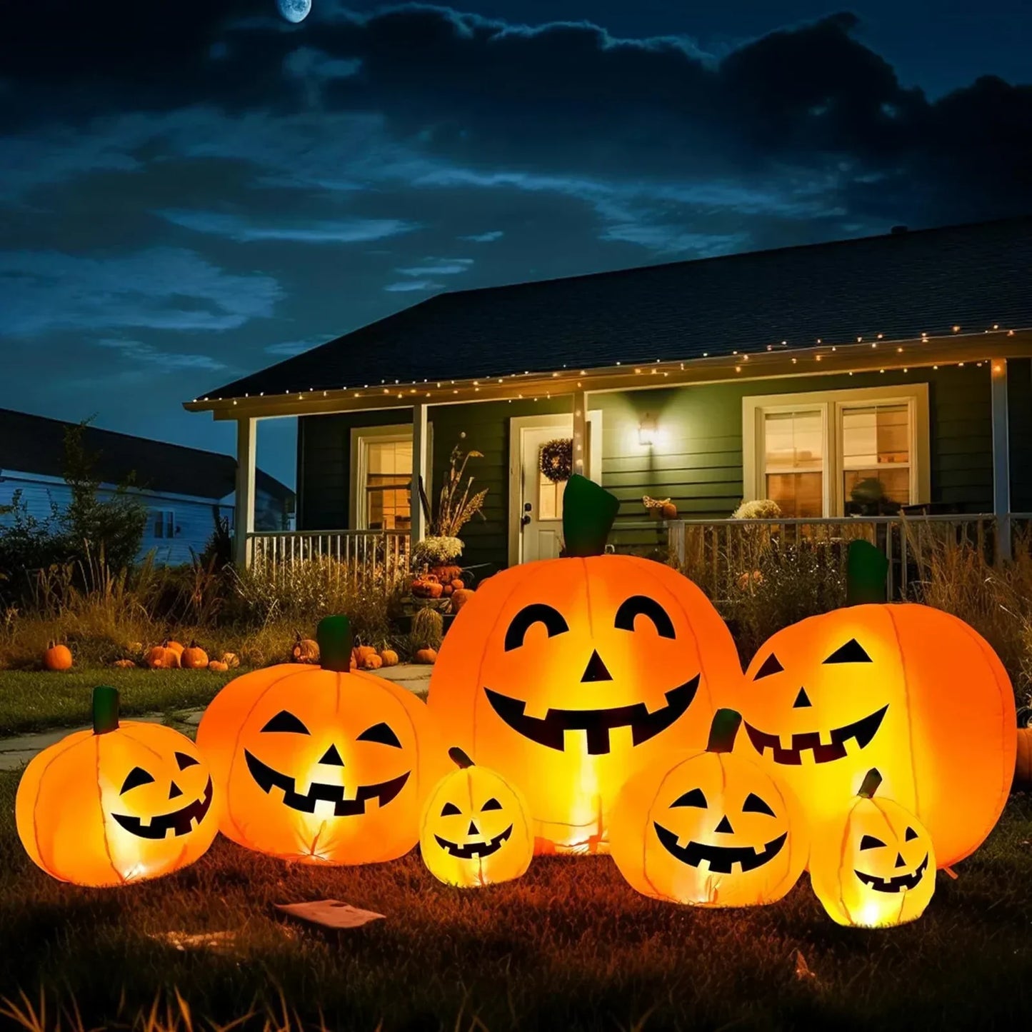 Giant 7ft Halloween Pumpkin Inflatable with LED Lighting - Luxicro